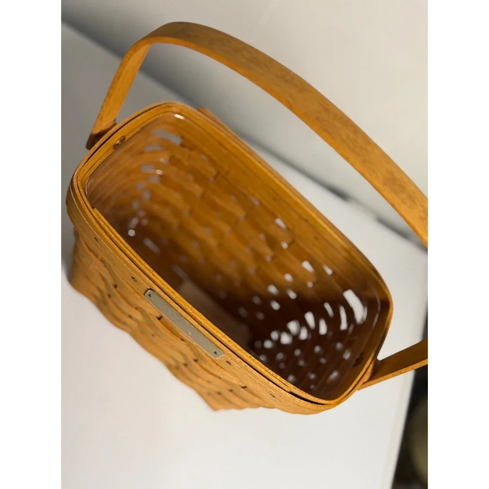 VTG Longaberger Dresden Basket 1994 Edition Wood Lid Woven Picnic Decor Brown